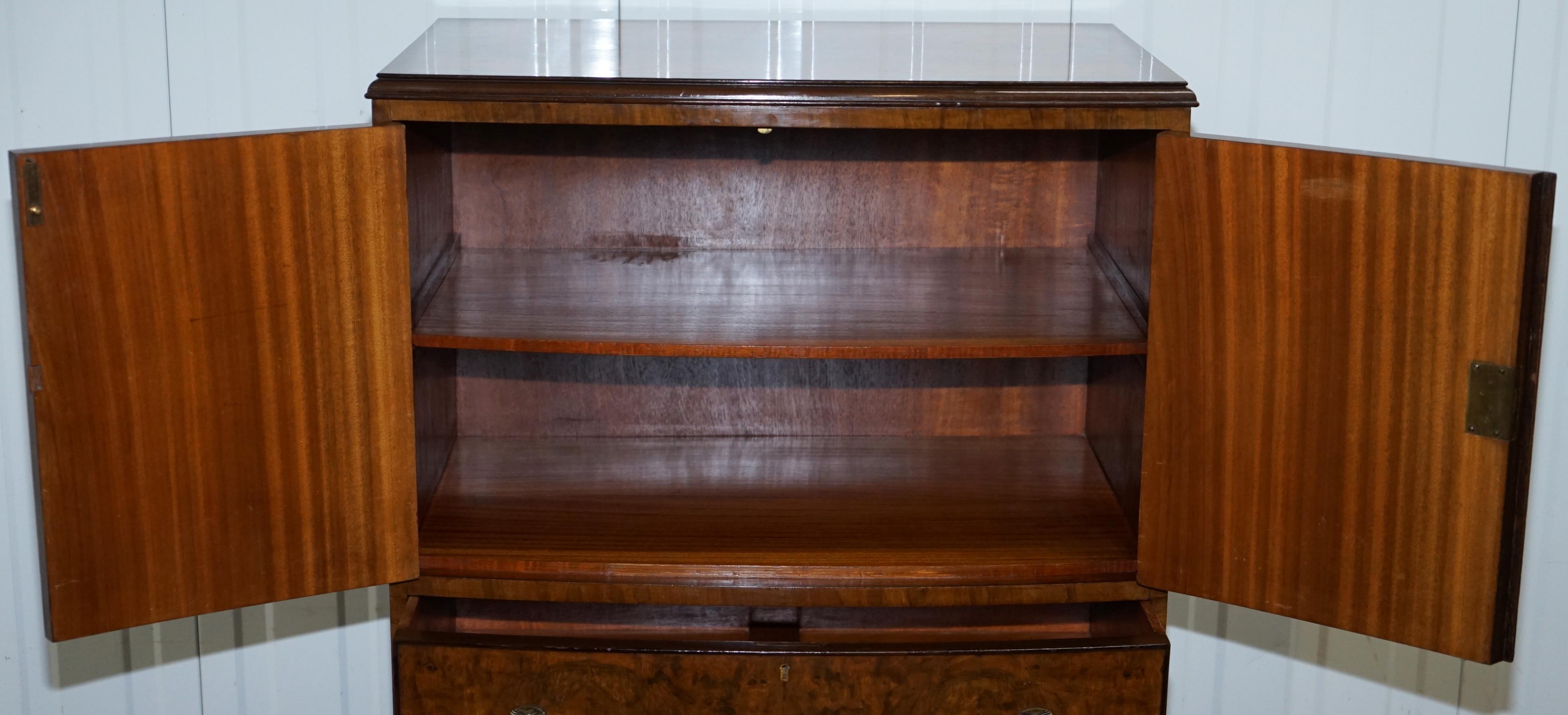 Stunning Art Deco Burr Walnut Cabinet Cupboard Chest of Drawers Drinks Unit 12