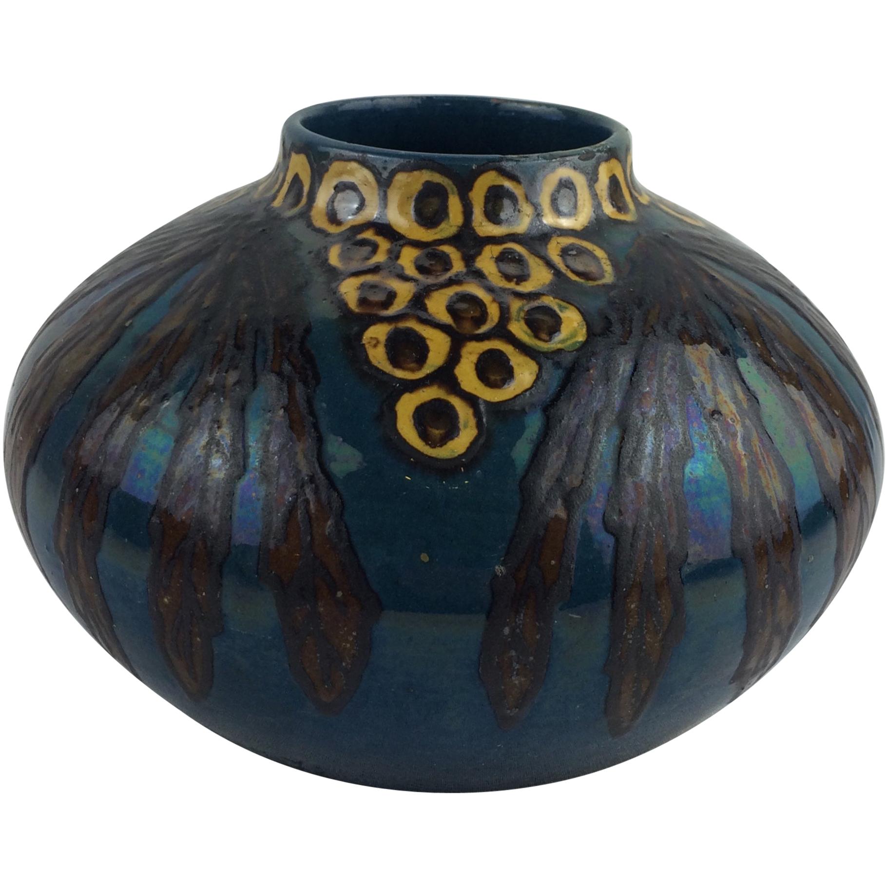 Stunning Art Deco Ceramic Vase by Emile Simonod, Signed