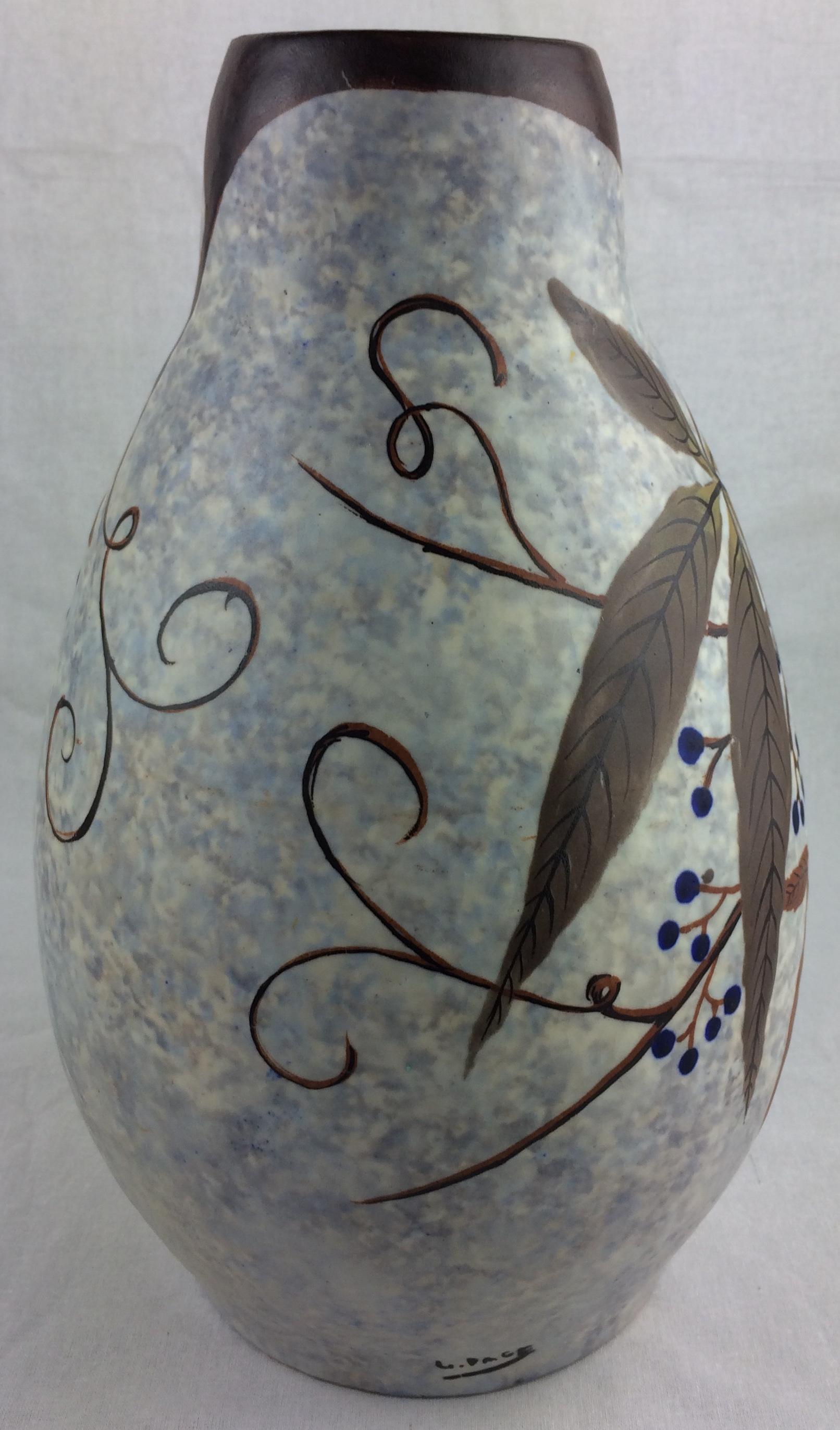 Vase en céramique Art Déco français de Louis Auguste Dage Bon état - En vente à Miami, FL