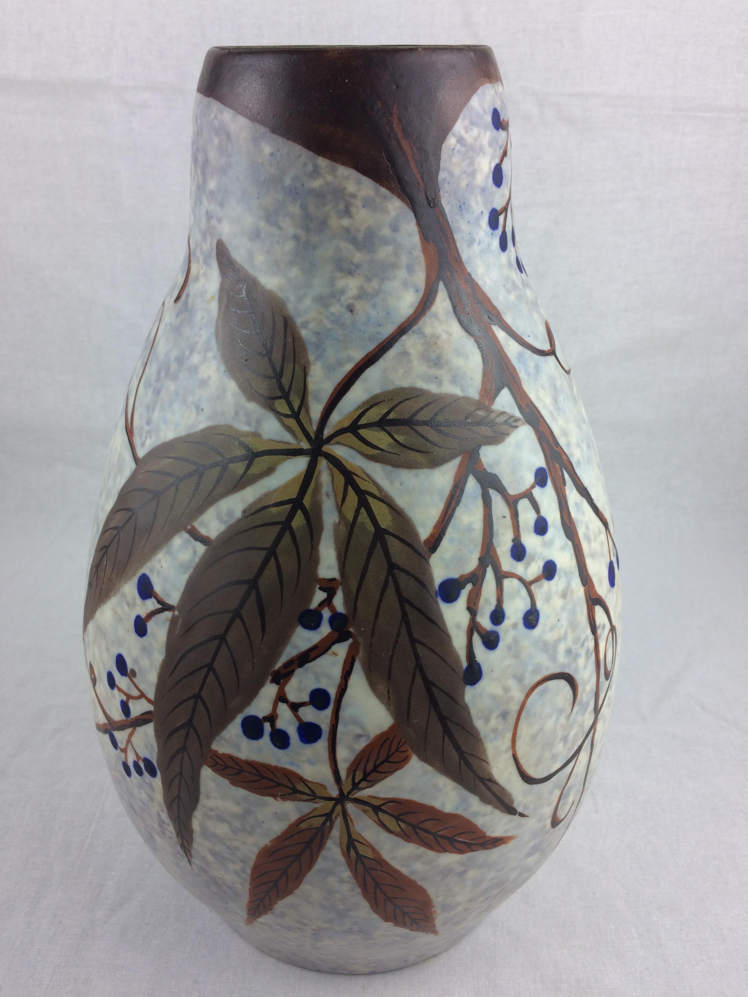 Jarrón francés de cerámica Art Déco de Louis Auguste Dage en venta 1
