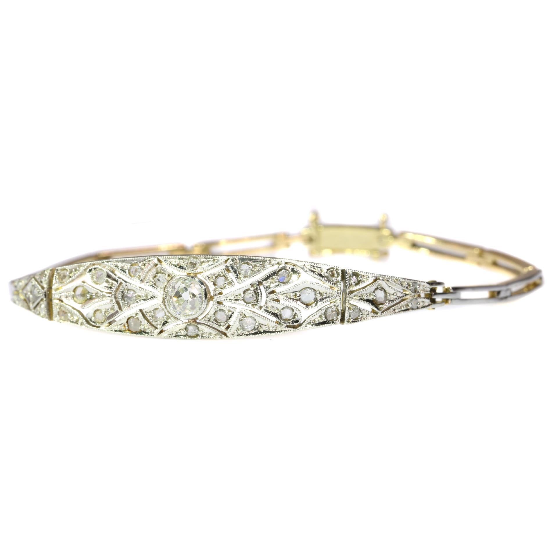 Atemberaubendes Art-Déco-Diamant-Goldarmband, 1920er Jahre Damen im Angebot