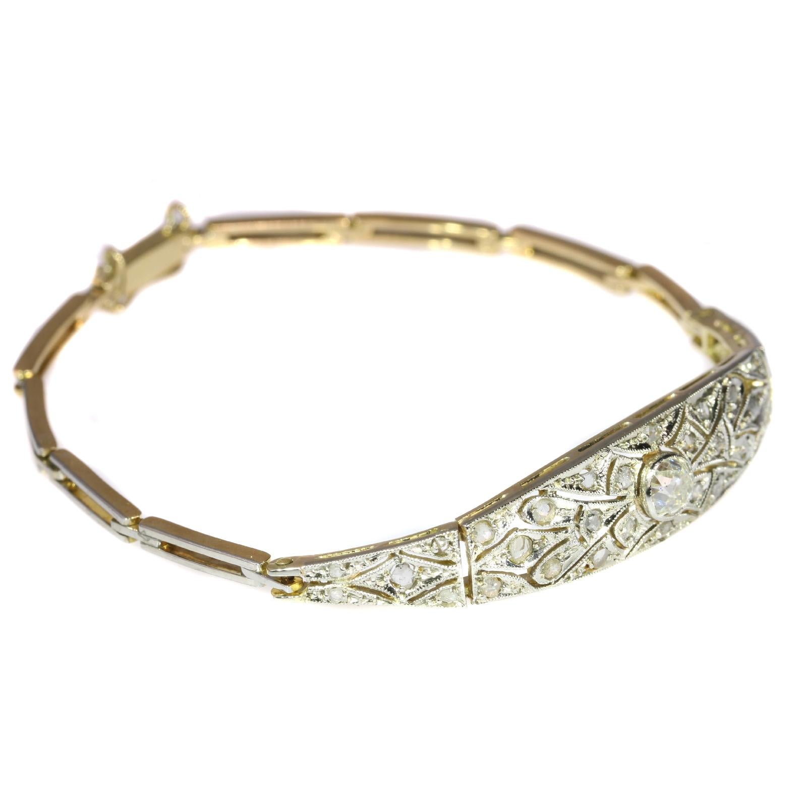 Atemberaubendes Art-Déco-Diamant-Goldarmband, 1920er Jahre im Angebot 1