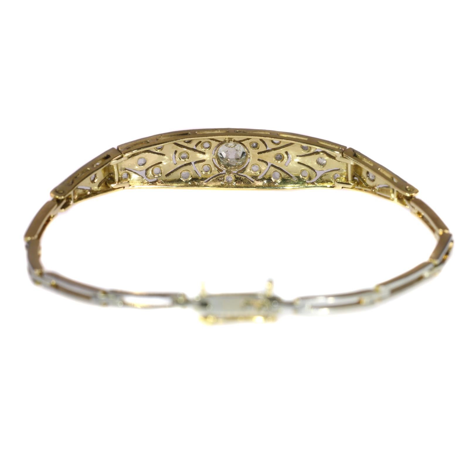 Atemberaubendes Art-Déco-Diamant-Goldarmband, 1920er Jahre im Angebot 2