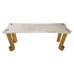 Stunning Art Deco Gilt Bronze Console Table with Marble Top