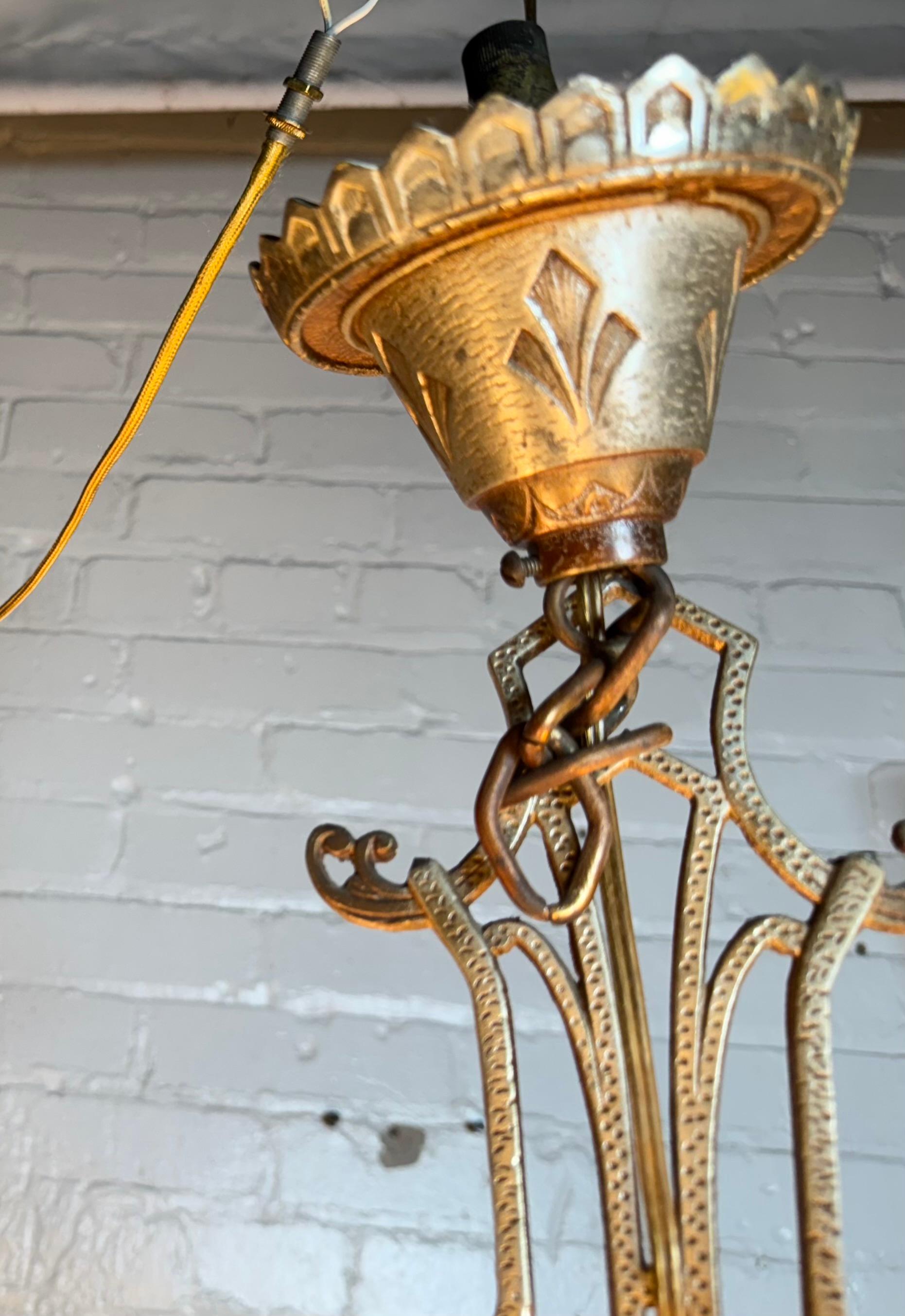 Stupendo lampadario a sospensione in vetro e metallo Art Deco Havanna in vendita 2