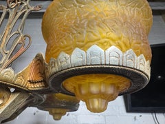 Stunning Art Deco Havanna glass ad metal pendant chandelier