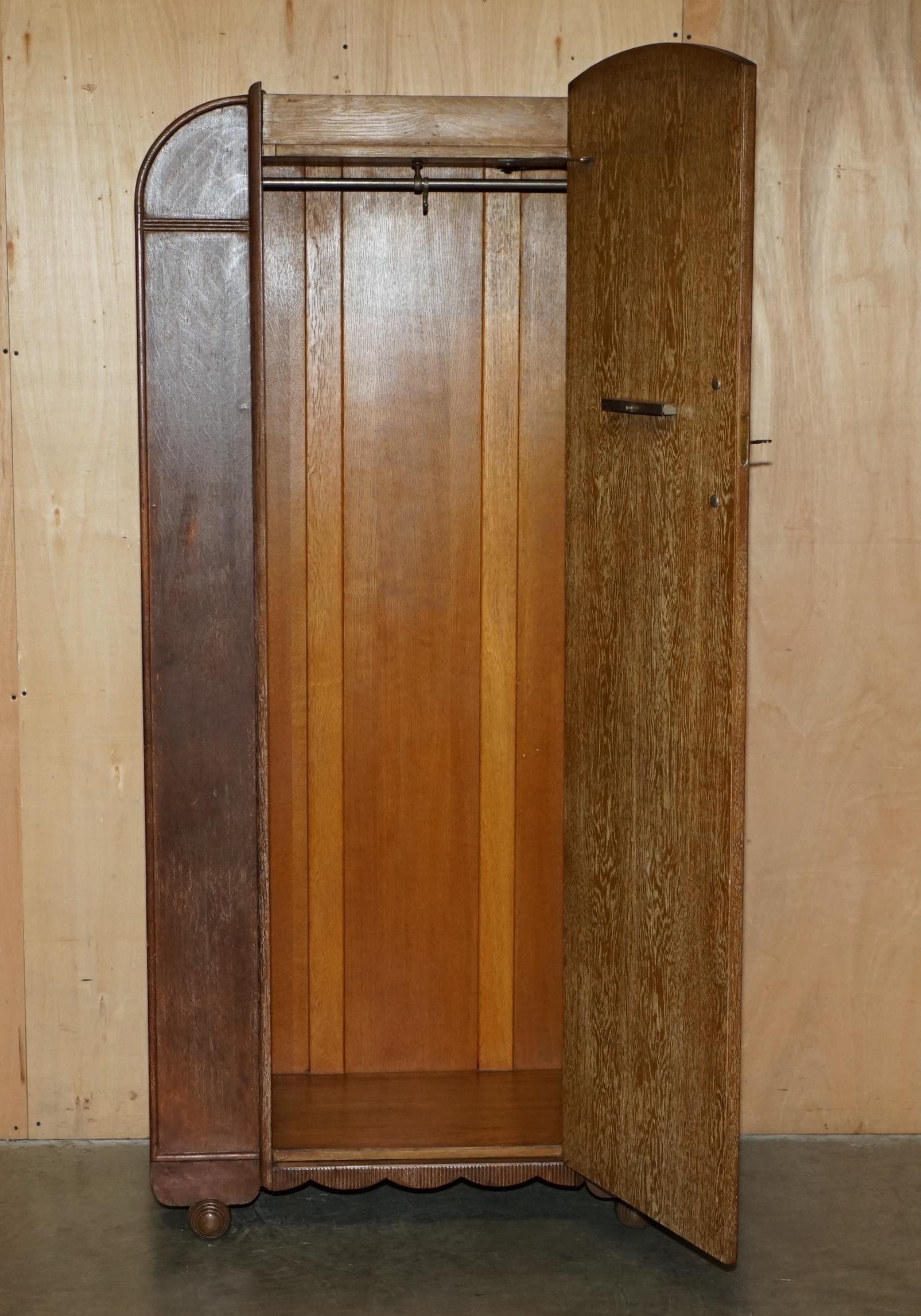 STUNNiNG ART DECO HEALS LONDON LIMED OAK SINGLE WARDROBE PART OF A LARGE SUITE im Angebot 6