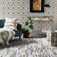 Gray Olio Small Cowhide & Viscose Area Floor Rug Small