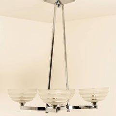 Stunning Art Deco Opaline Glass Chandelier, 4 arms