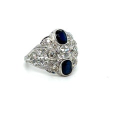 Stunning Art Deco Platinum Diamond and Sapphire Band Ring - 2.66ct.