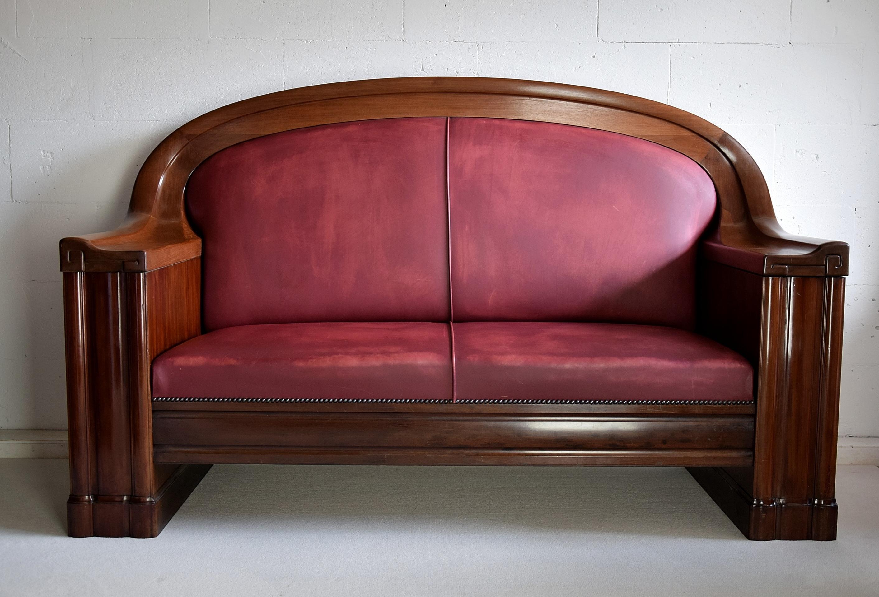 Mid-20th Century Art Deco Mahogany Sofa by the Royal Danish Furniture Maker C.B. Hansens