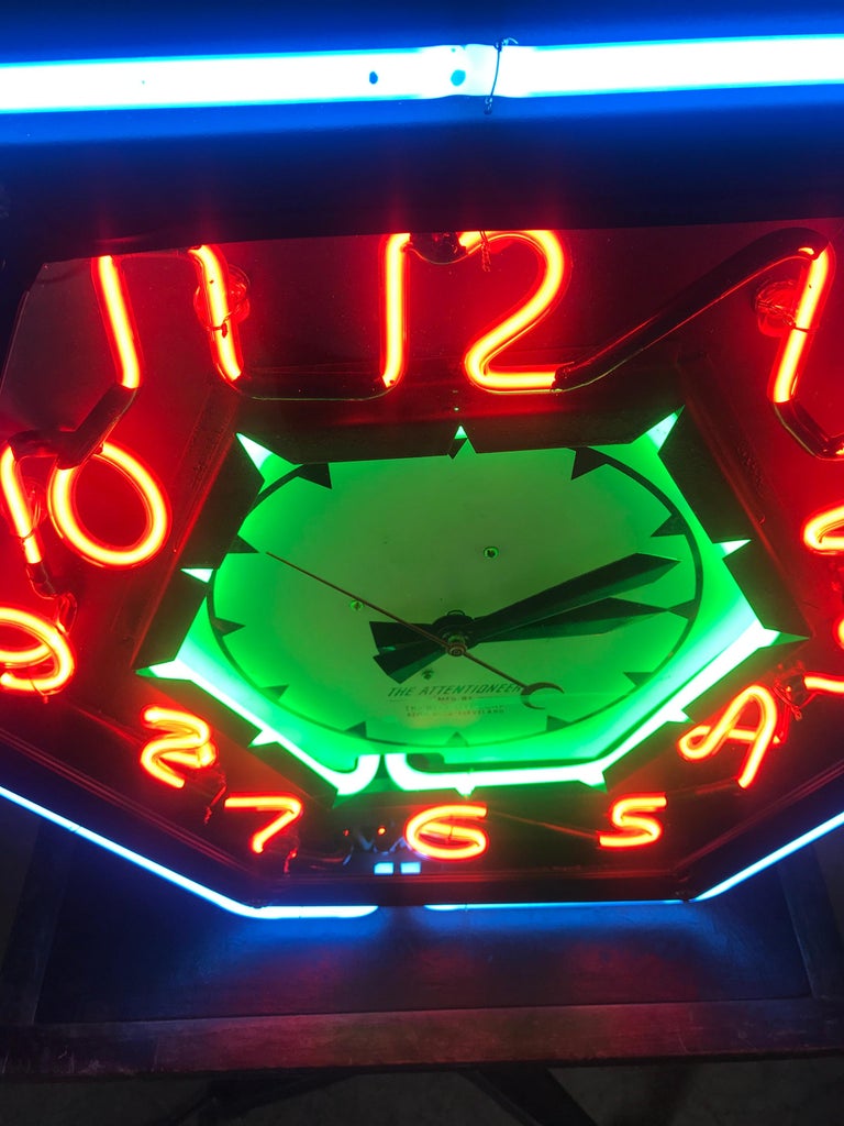 Stunning Art Deco Style Neon Number, Neon Clock, "The Attentioneer