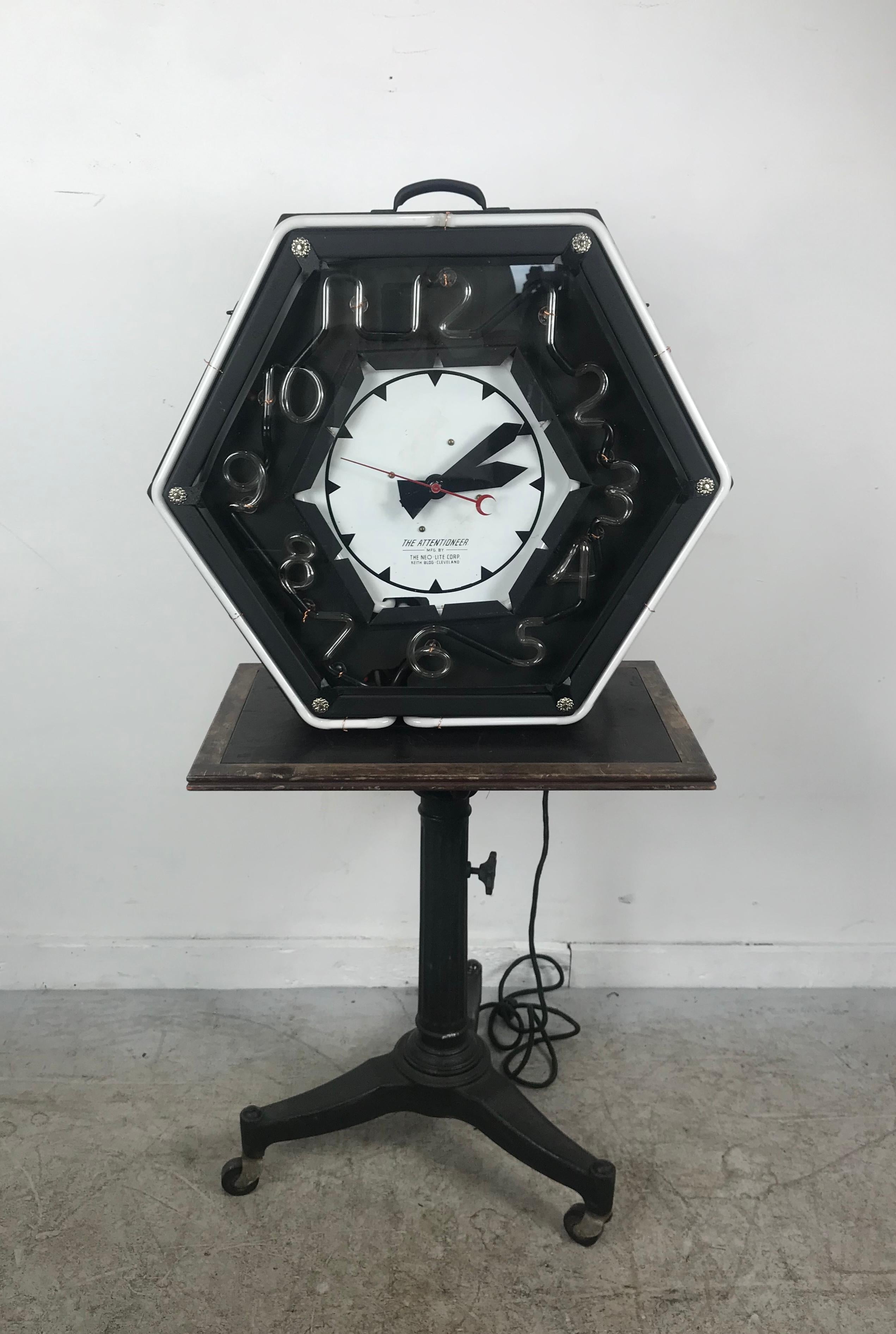 art deco neon clock