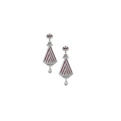 Sophia D. Art Deco Style 2.20 Carats of Rubies and Diamond Platinum Earrings