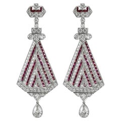 Sophia D. Art Deco Style 2.20 Carats of Rubies and Diamond Platinum Earrings