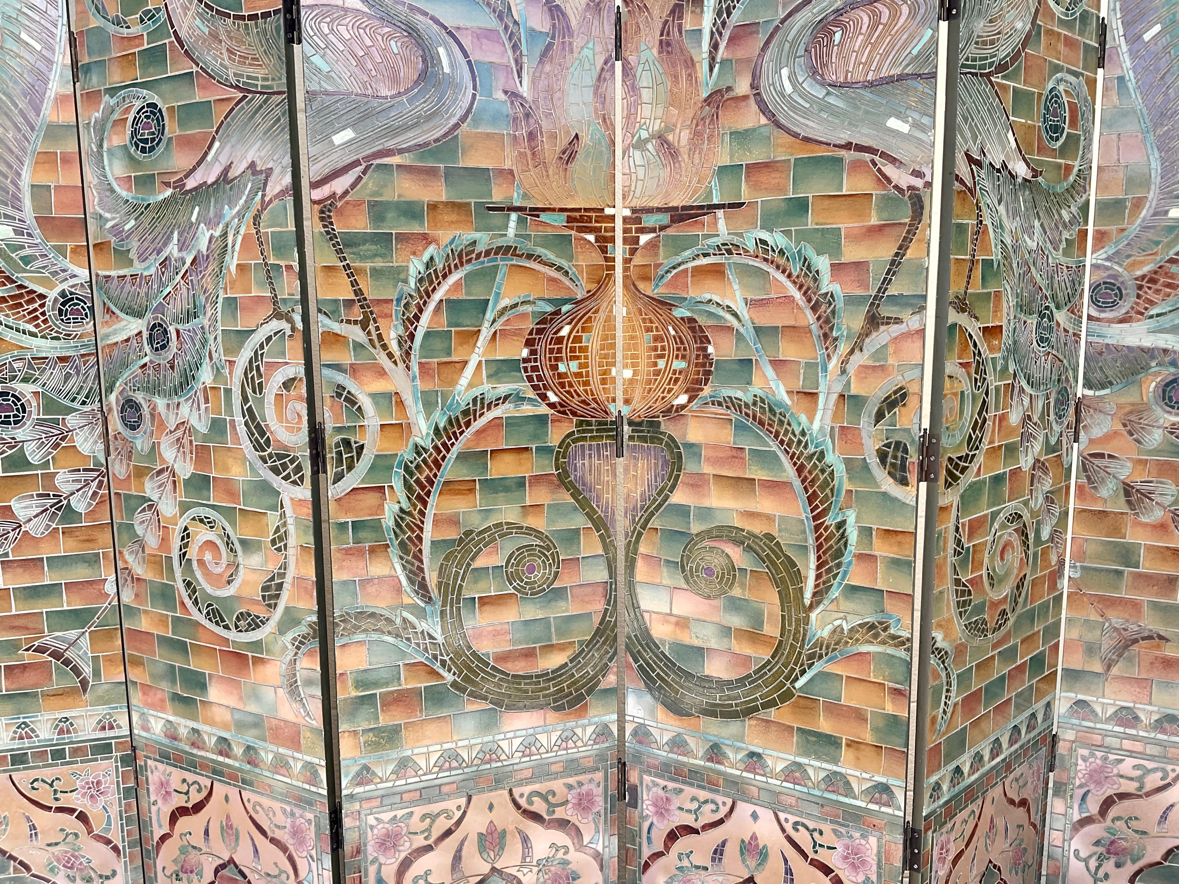 Lacquered Stunning Art Deco Style Six Panel Screen For Sale