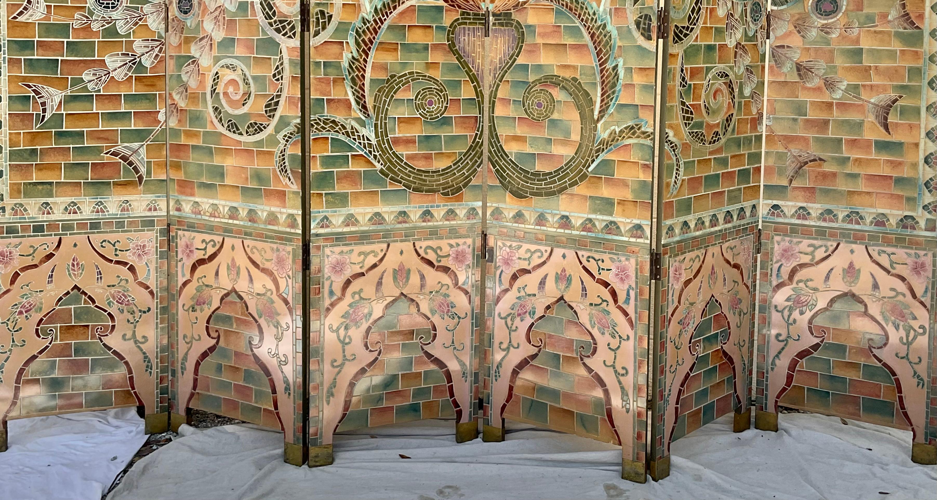 20th Century Stunning Art Deco Style Six Panel Screen For Sale
