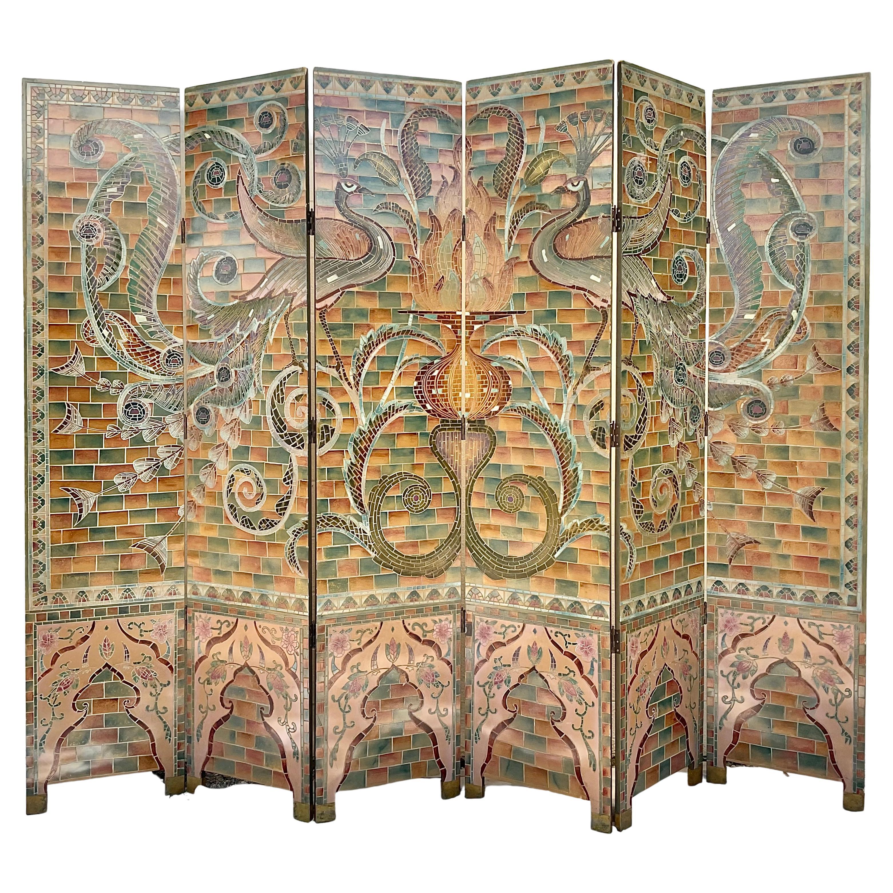 Stunning Art Deco Style Six Panel Screen For Sale