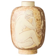 Stunning Art Deco Vase by Vicke Lindstrand. Upsala-Ekeby, Sweden, 1940s.