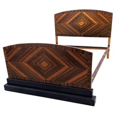 Stunning Art Deco Walnut  Double Bed, English, c1930s