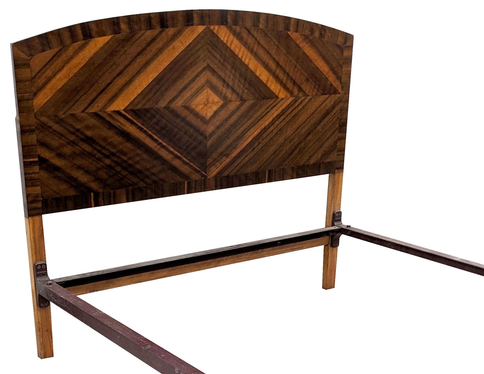 20th Century Stunning Art Deco Walnut  Double Bed, English, c1930s  For Sale
