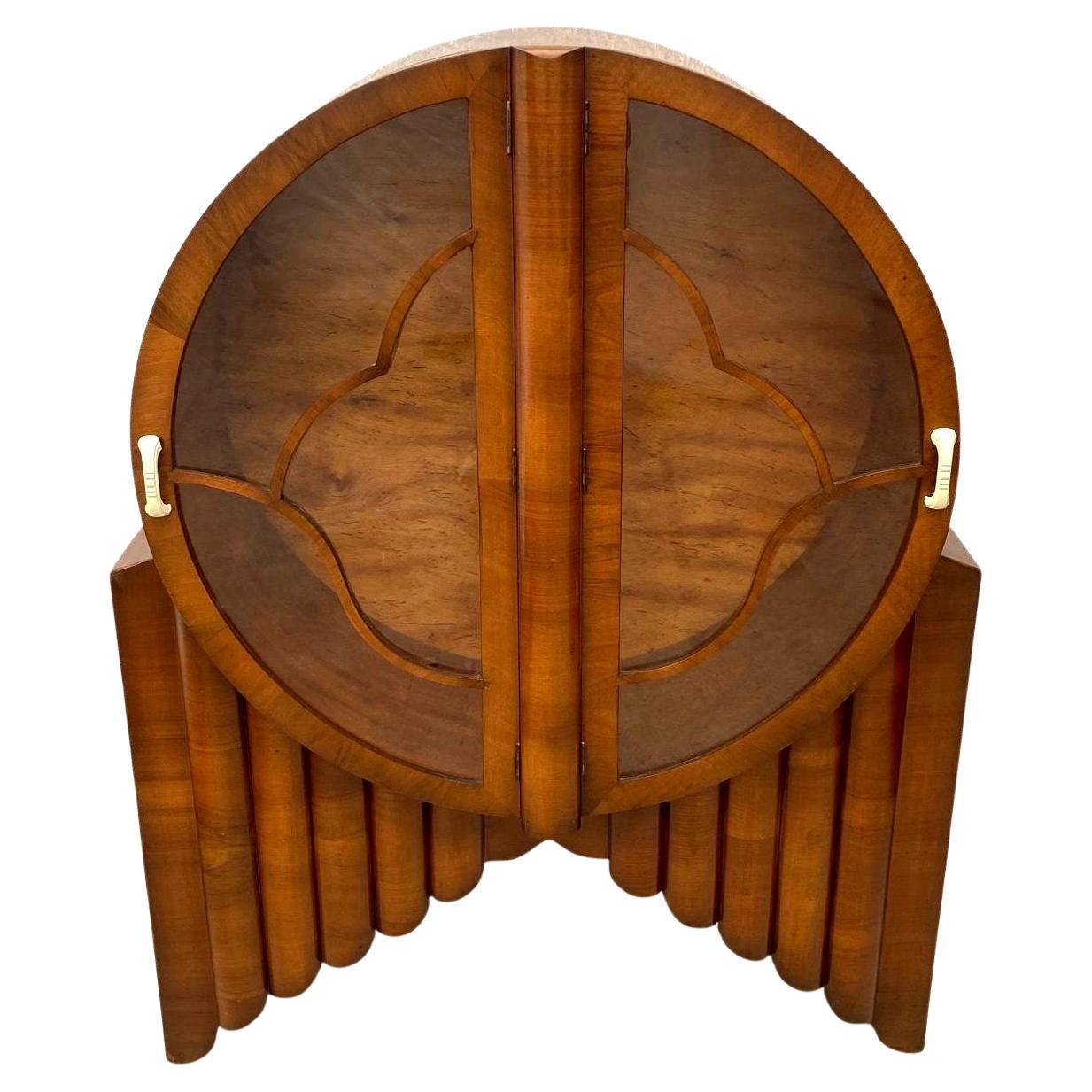 Stunning Art Deco Walnut 
Rocket Cabinet
, Vitrine, English, c1930