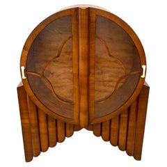Stunning Art Deco Walnut 'Rocket Cabinet', Vitrine, English, c1930