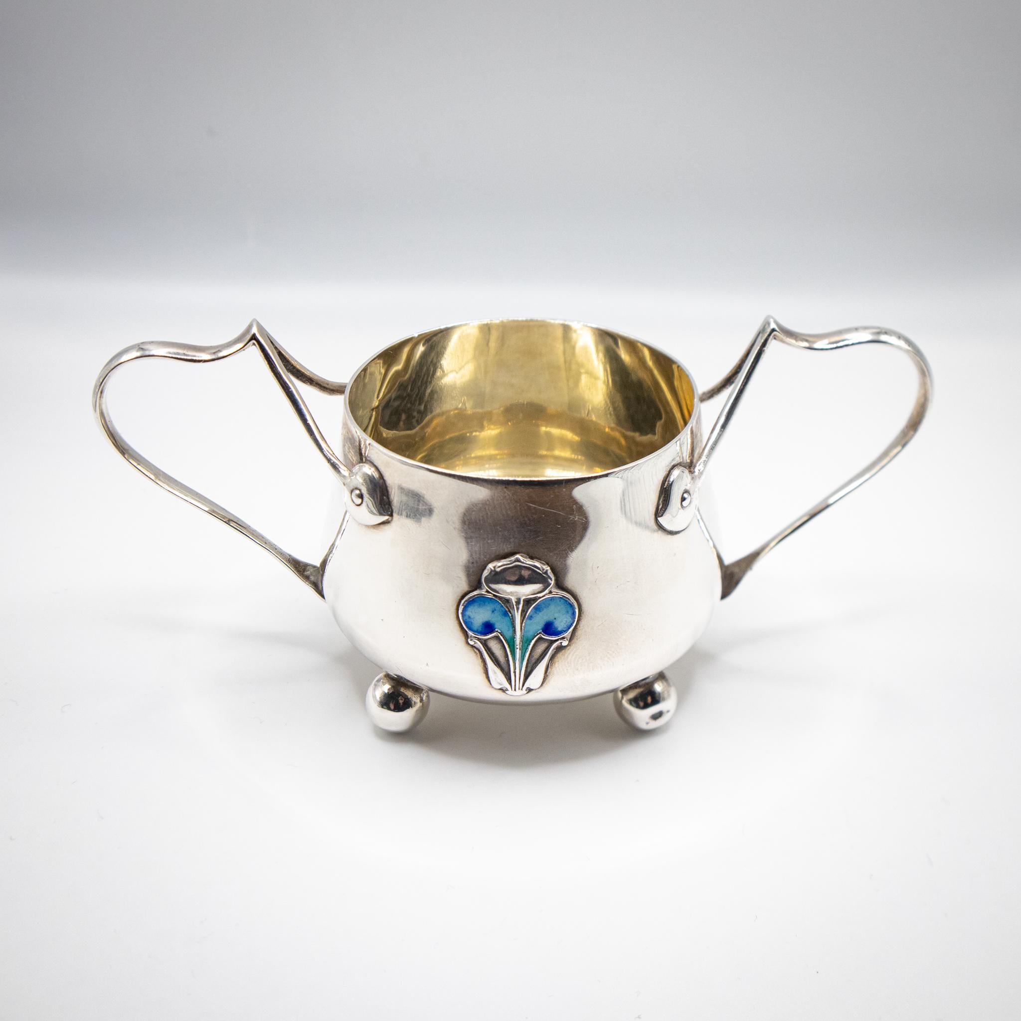 English Stunning Art Nouveau Silver Bachelor Trio For Sale