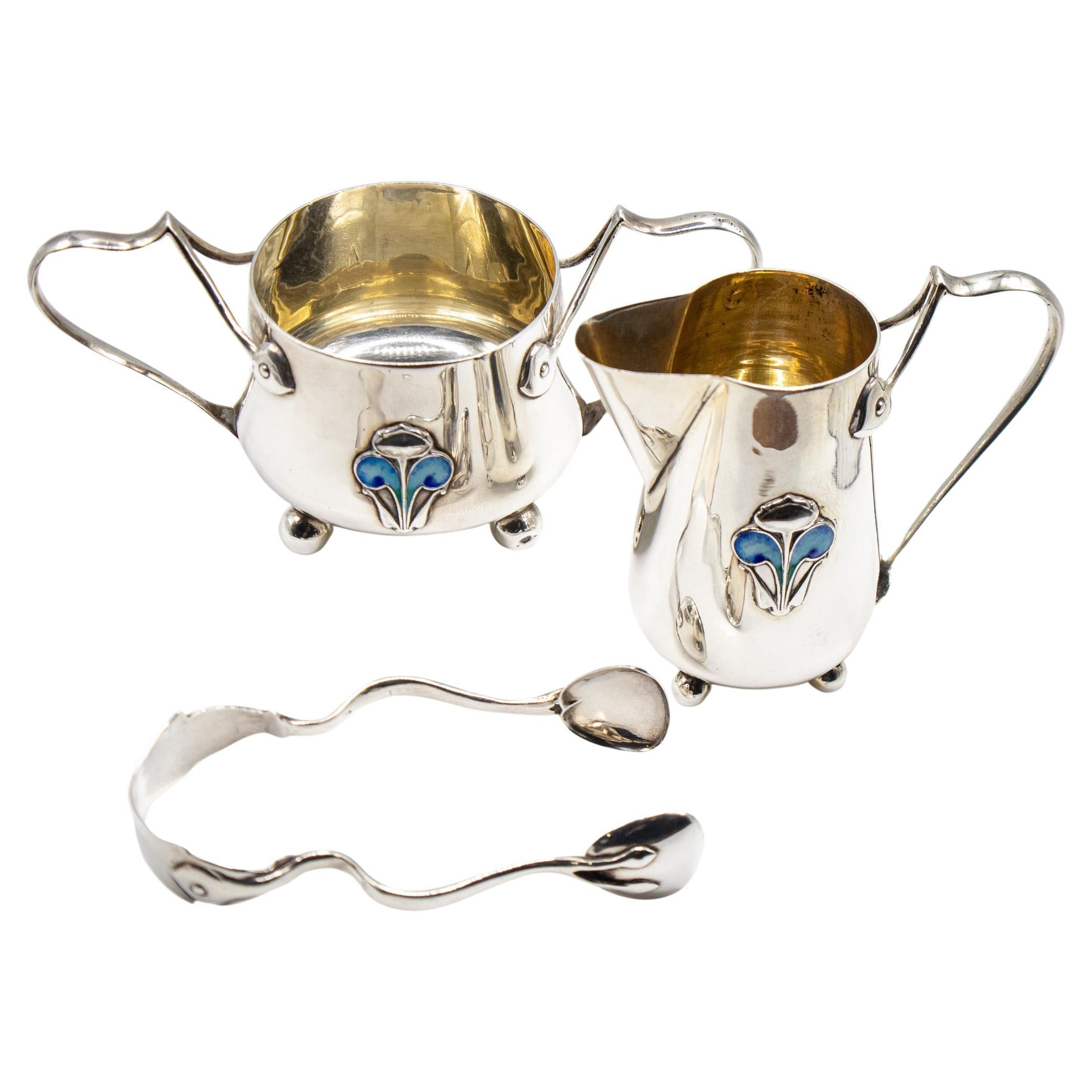 Stunning Art Nouveau Silver Bachelor Trio For Sale