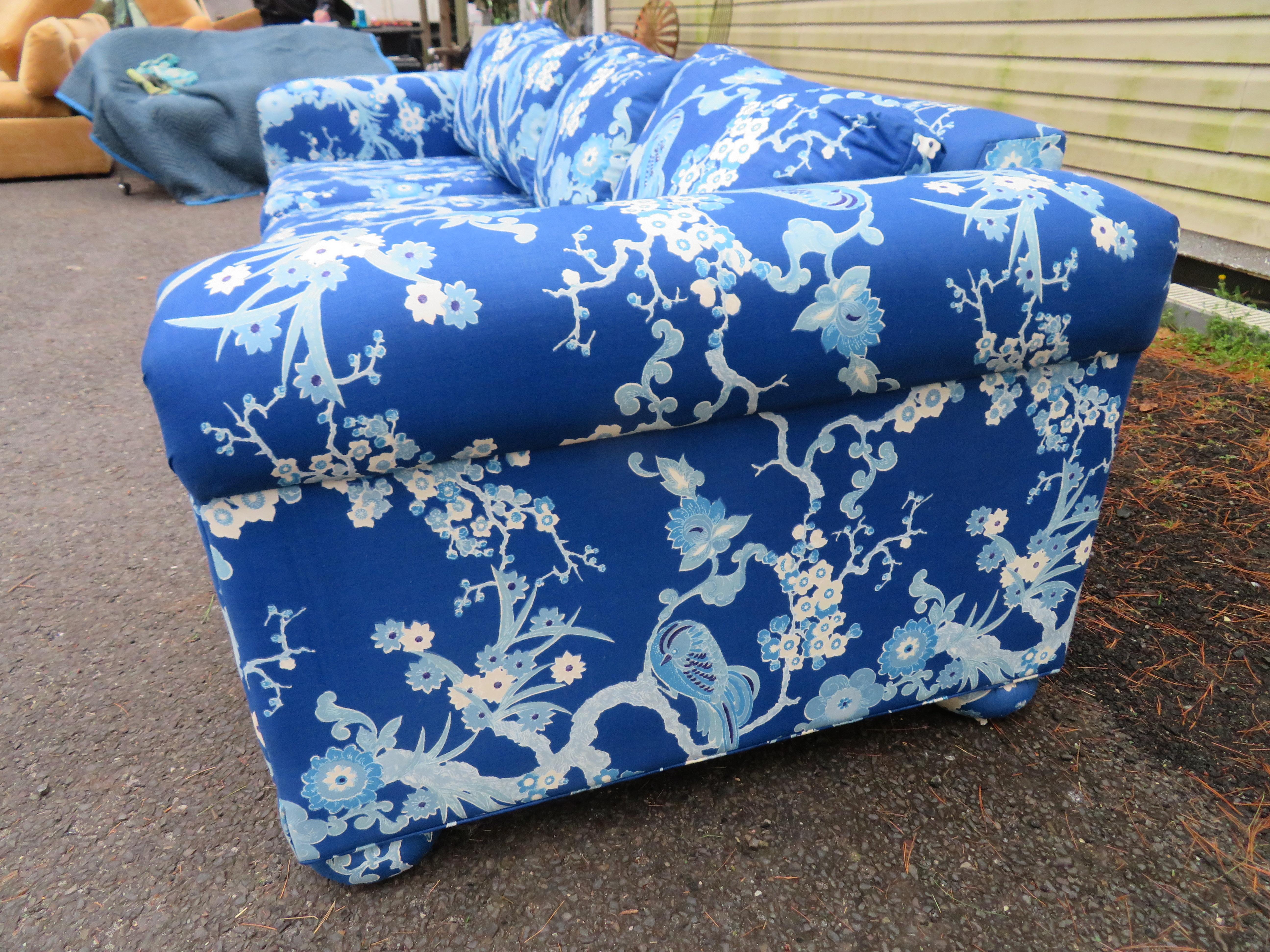 couch with patterned fabric