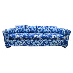 Stunning Asian Bird of Paradise Upholstered Sofa Chinoiserie Midcentury