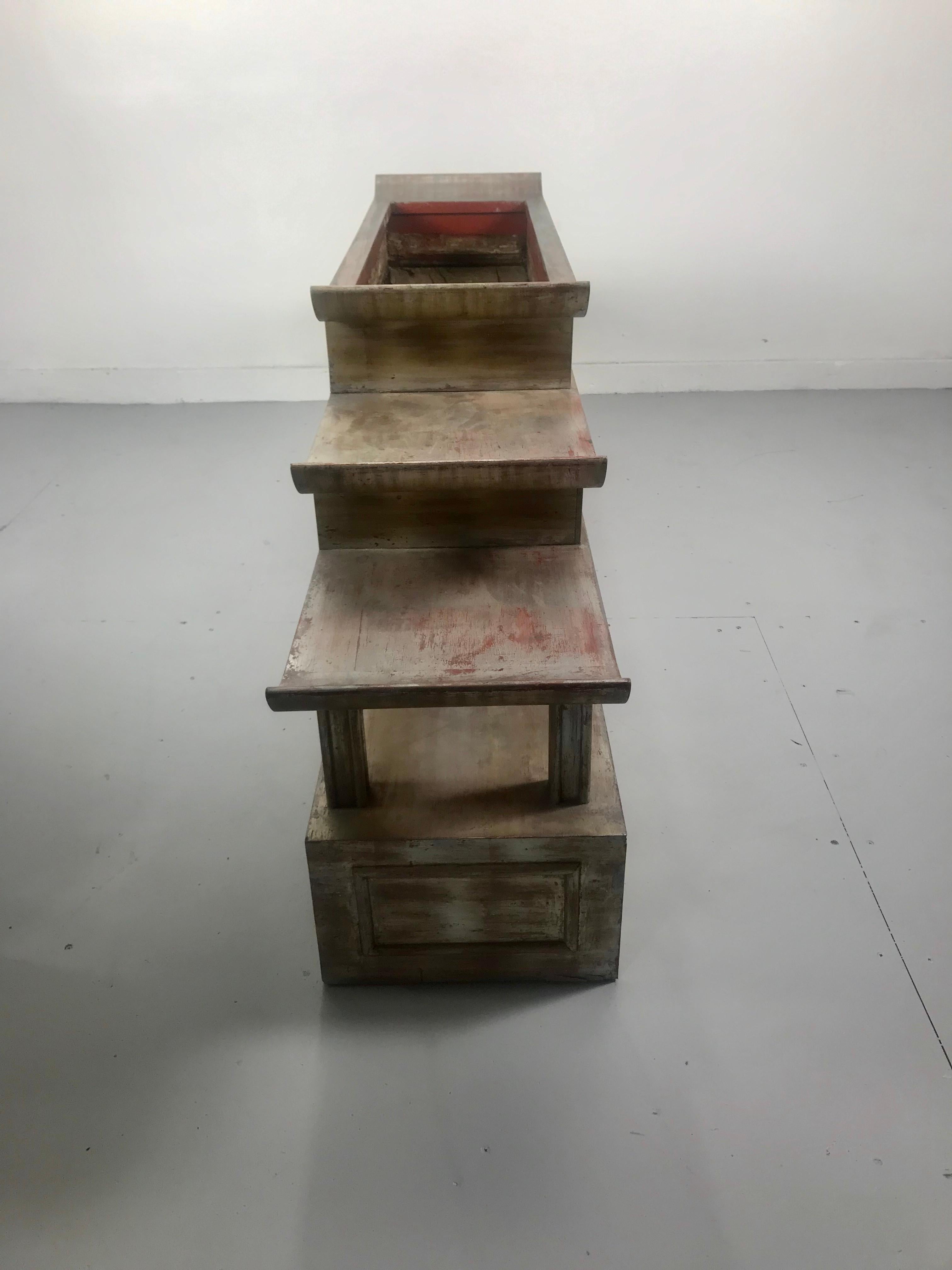 Mid-Century Modern Stunning Asian Design 1940s Silverleaf James Mont Lighted Planter / Console