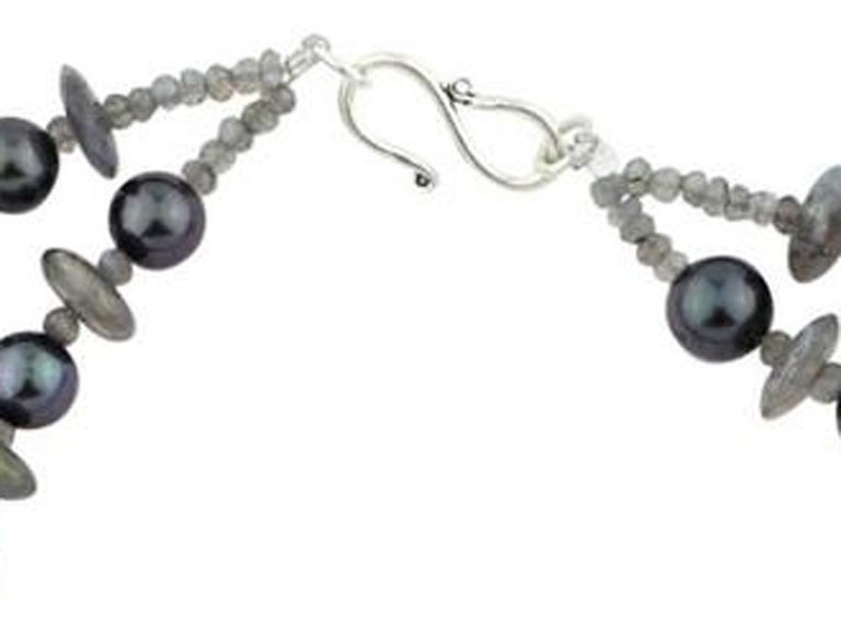 AJD Aubergine Color Pearl Necklace enhanced w/Sparkling Labradorites