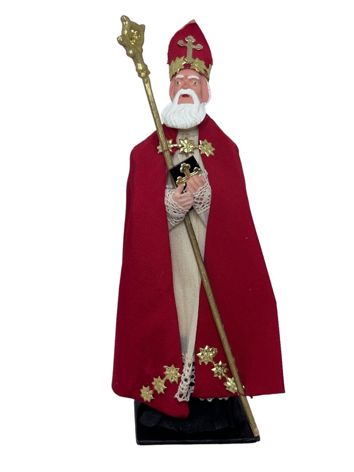 Superbe récipient à bonbons autrichien de Noël en papier mache Santa St.Nicholas des années 1920