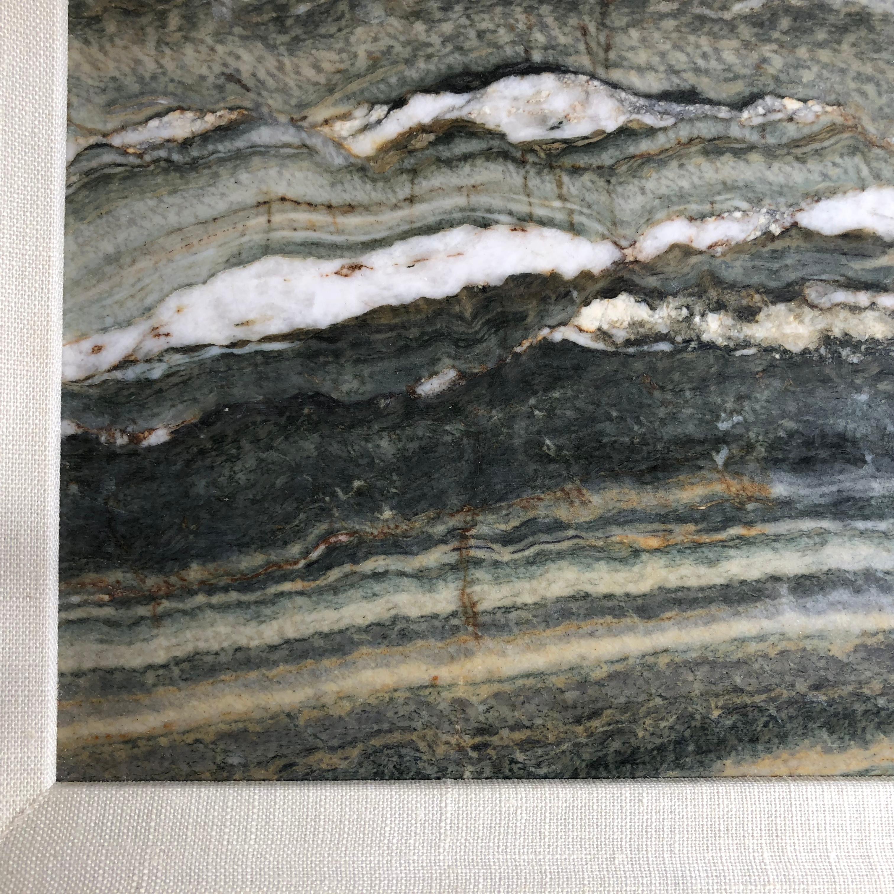 Marble Stunning Autumn Greens Extraordinary Natural Stone Painting, One-of-a- Kind 