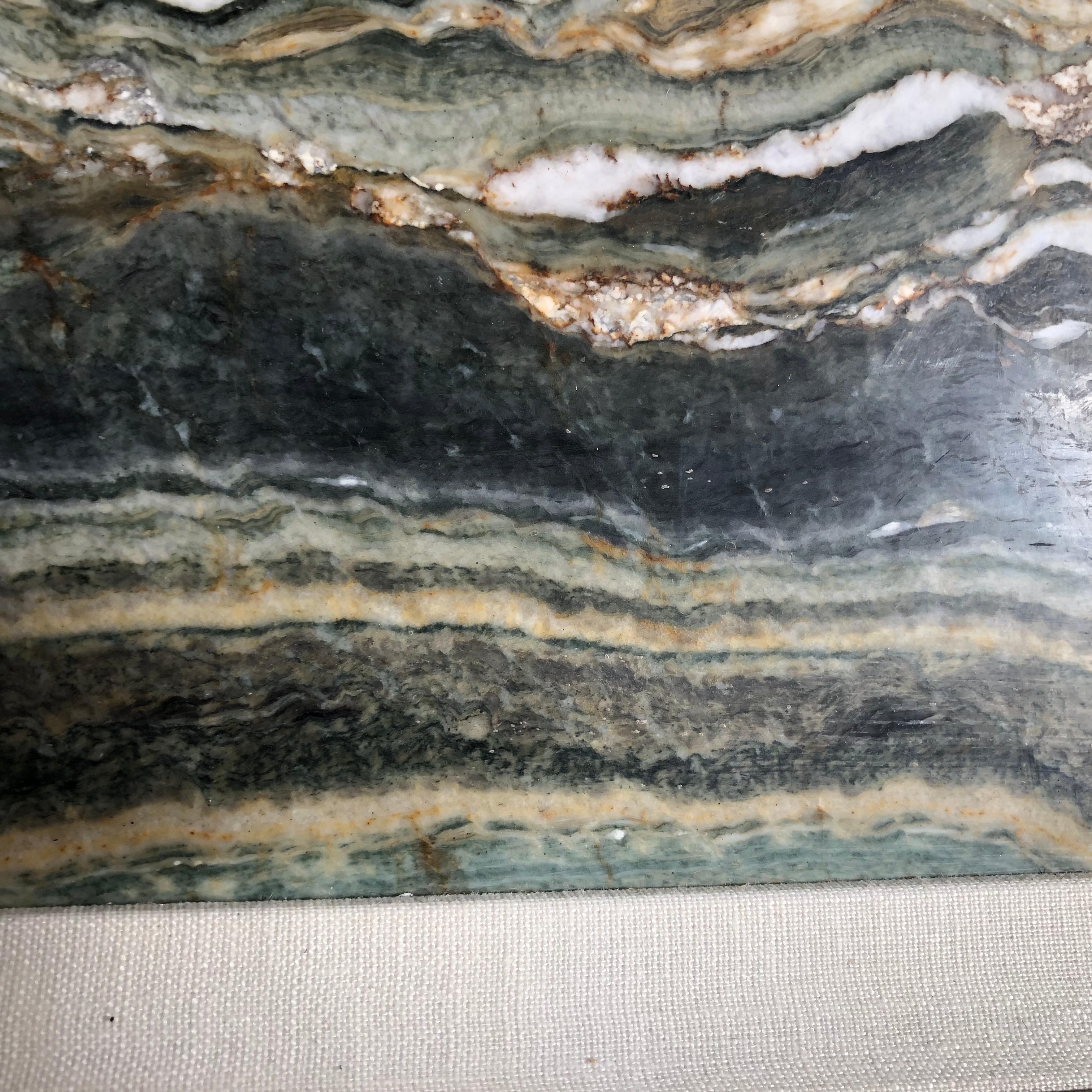 Stunning Autumn Greens Extraordinary Natural Stone Painting, One-of-a- Kind  1