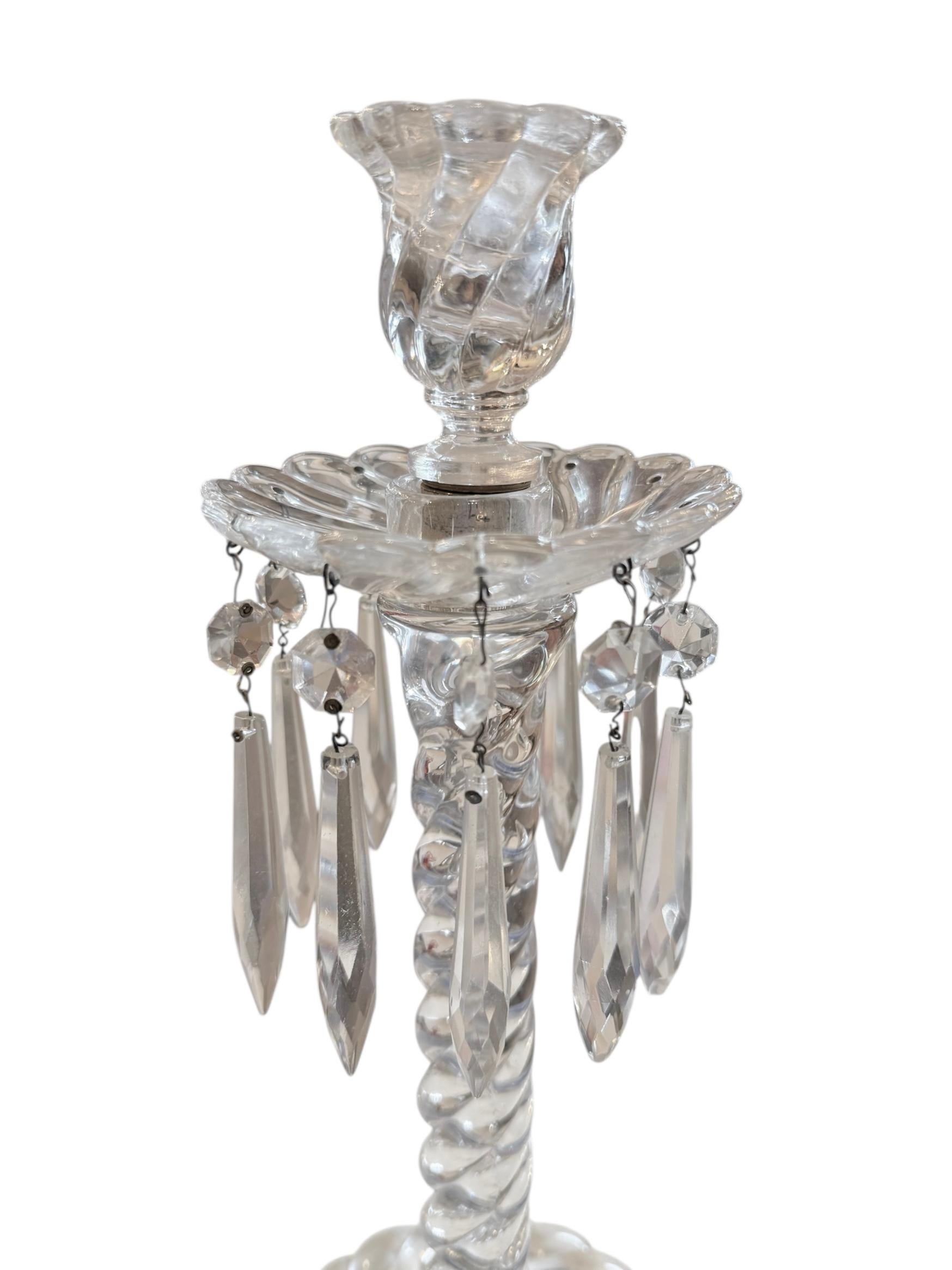 Français Stunning Baccarat Style Luster Candlestick en vente