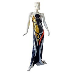 Stunning Balmain Runway Geometric Glitter Dress Gown  NWT