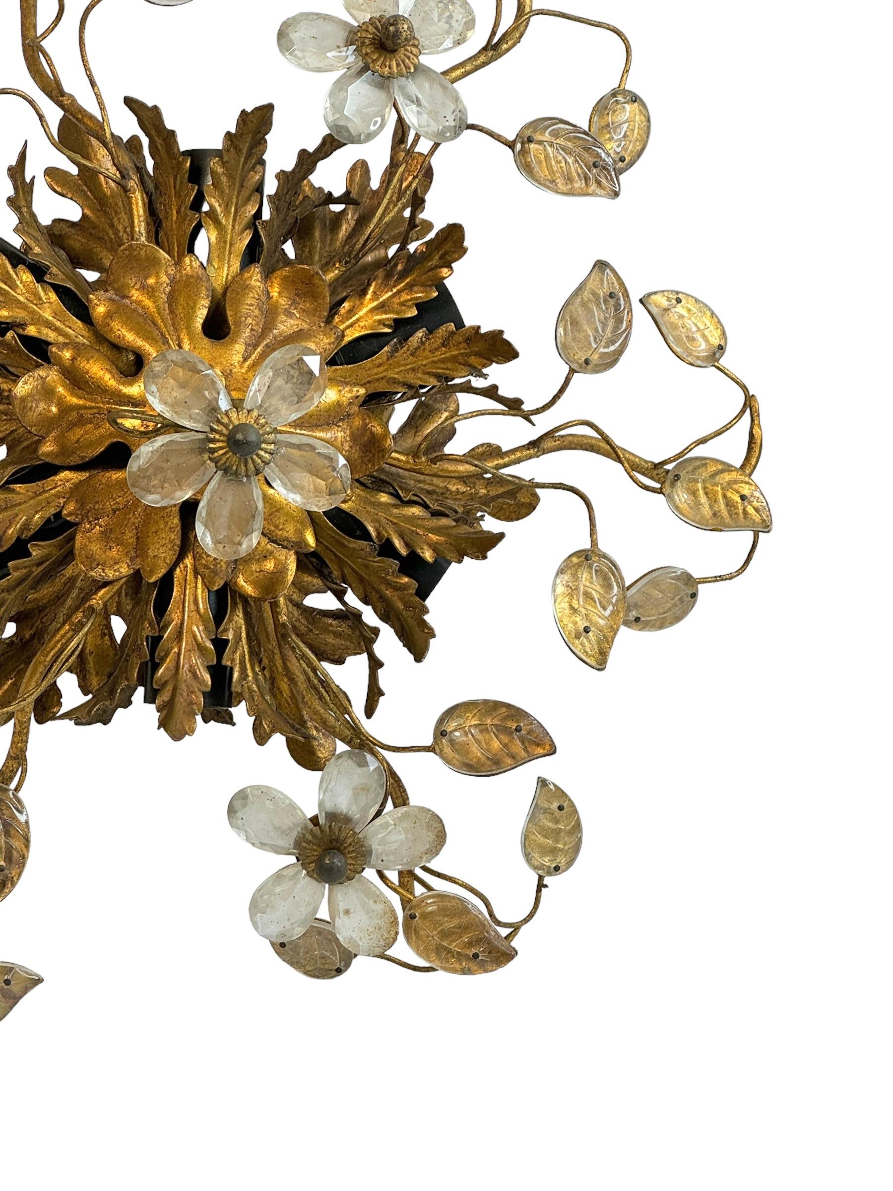 Superbe lampe de chasse en verre Murano Florentine de Banci Tole Toleware Gilt en vente 2