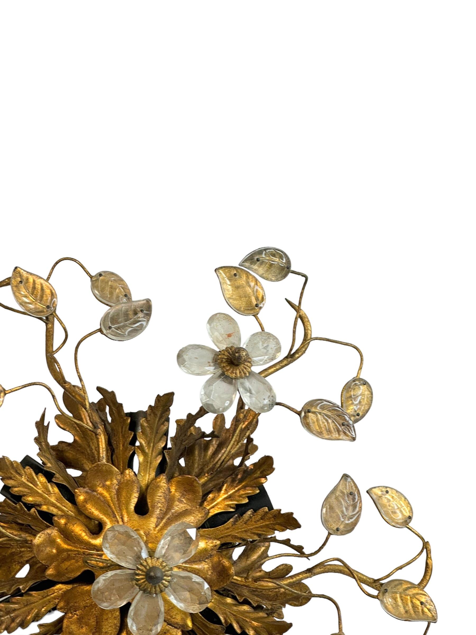 Superbe lampe de chasse en verre Murano Florentine de Banci Tole Toleware Gilt en vente 3