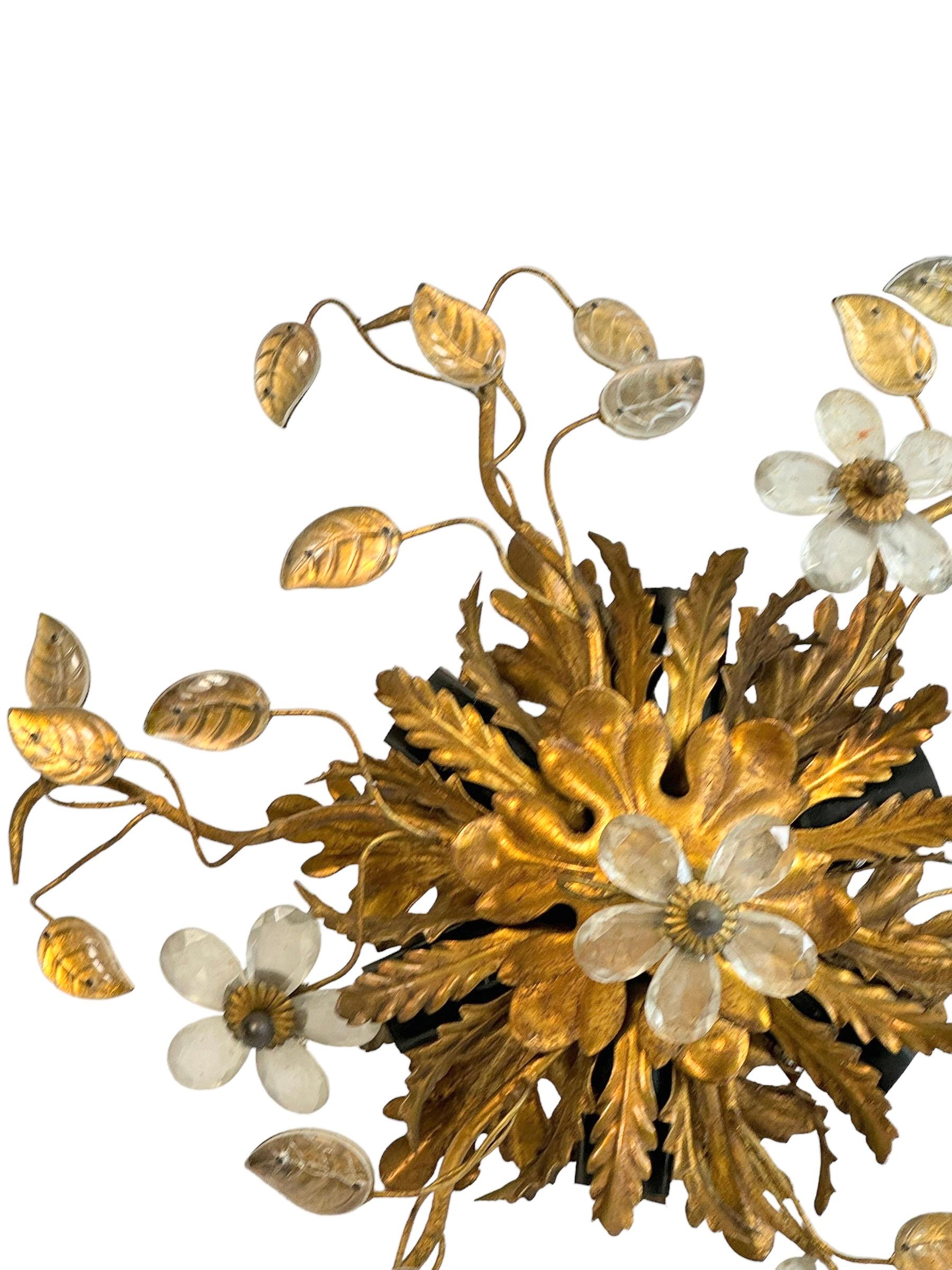 Superbe lampe de chasse en verre Murano Florentine de Banci Tole Toleware Gilt en vente 4