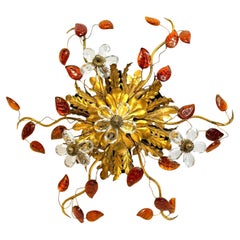 Superbe lampe de chasse en verre Murano Florentine de Banci Tole Toleware Gilt