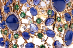 Impresionante Pulsera con Zafiros y Diamantes en Diseño de Red