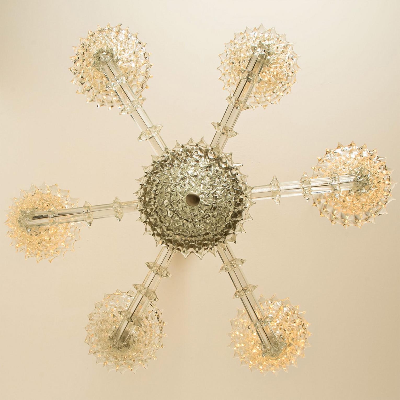 Stunning Barovier & Toso Chalice Glass Chandelier 6 arms, Italy 1990 For Sale 2