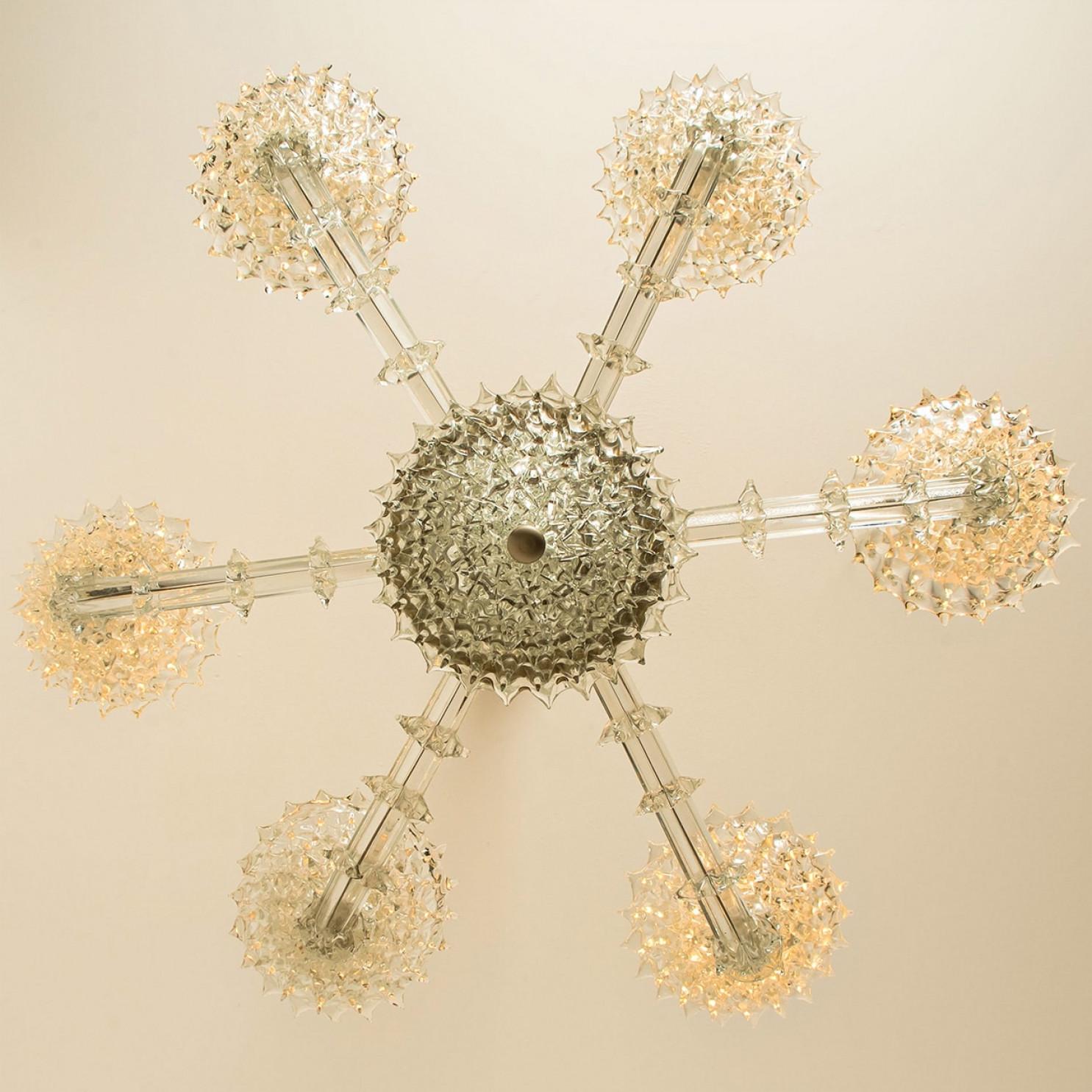 Stunning Barovier & Toso Chalice Glass Chandelier 6 arms, Italy 1990 For Sale 2