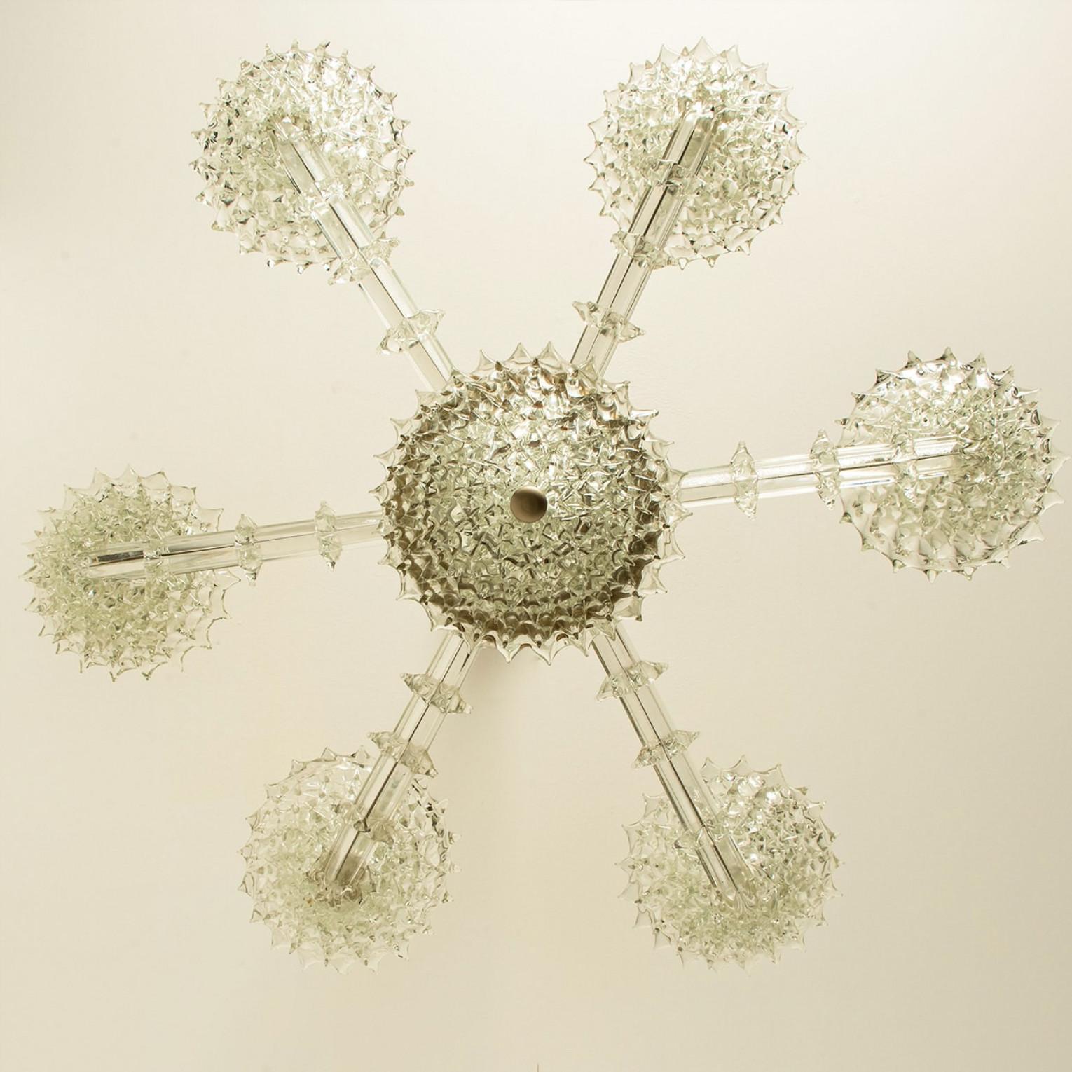 Stunning Barovier & Toso Chalice Glass Chandelier 6 arms, Italy 1990 For Sale 5
