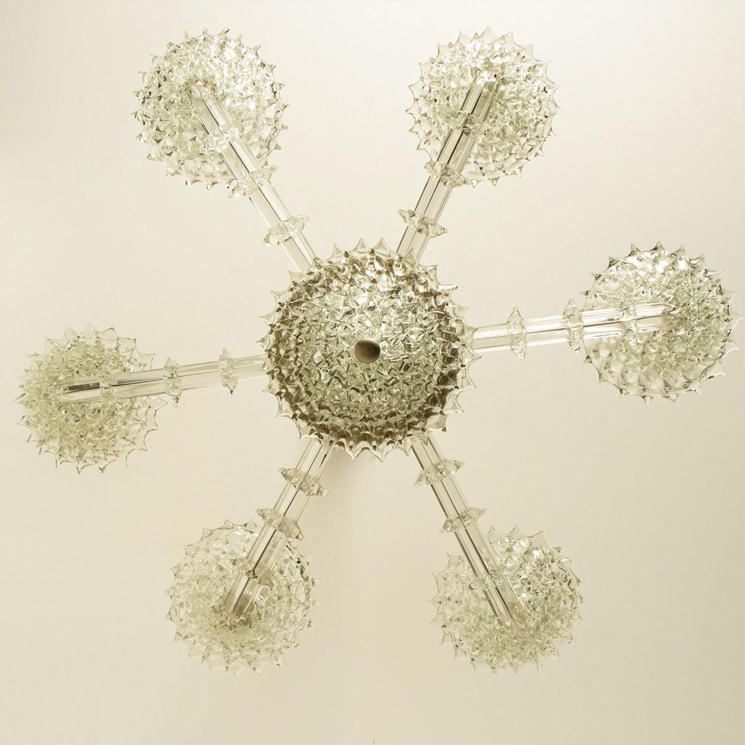 Stunning Barovier & Toso Chalice Glass Chandelier 6 arms, Italy 1990 For Sale 5