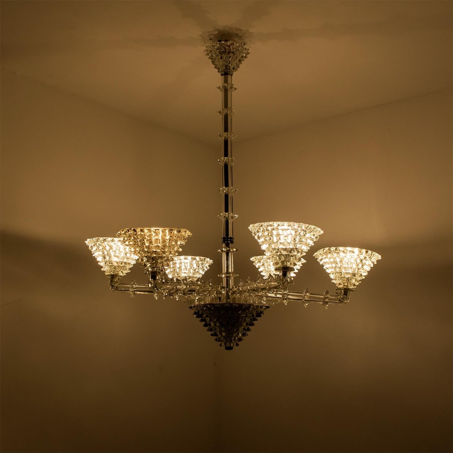 Impresionante araña de cristal cáliz Barovier & Toso de 6 brazos, Italia 1990 en venta 6