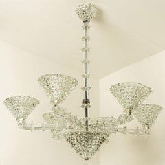 Stunning Barovier & Toso Chalice Glass Chandelier 6 arms, Italy 1990