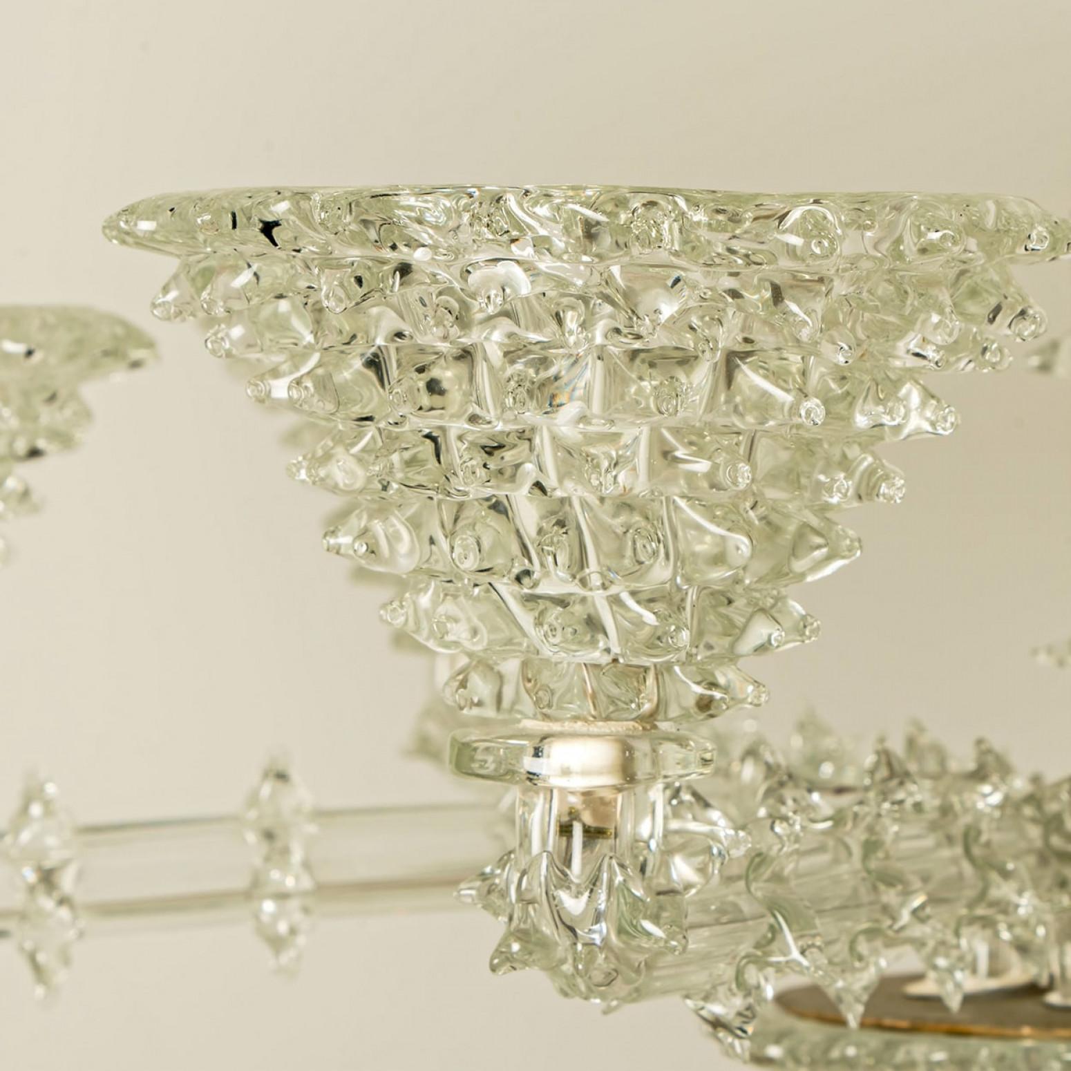 Mid-Century Modern Stunning Barovier & Toso Chalice Glass Chandelier 6 arms, Italy 1990 For Sale